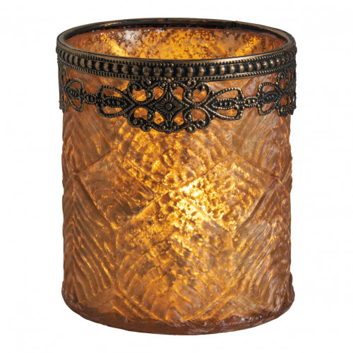 Photophore Vase Jardin d'Hiver doré givré - Petit modèle