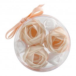 Caixa de 3 camélias e 3 rosas de sabonete nude - Perfume Rosa