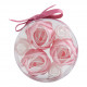 Coffret de 3 camélias et 3 roses de savon rose - Parfum Rose