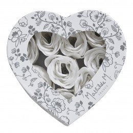 Boîte cœur de 9 roses en feuilles de savon - Rose