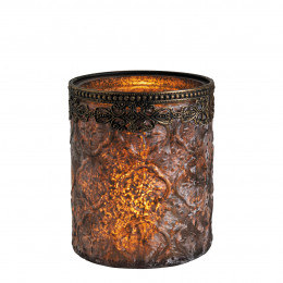 Vase candle holder Jardin d'Hiver frosted brown Medium