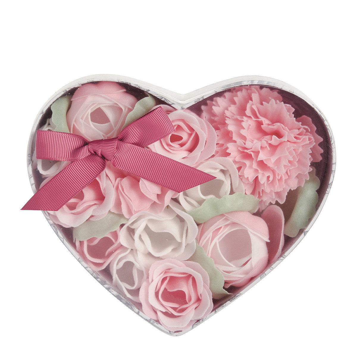 Boîte Cœur Bouquet Parterre de Fleurs de Savon rose et blanches - Parfum  Rose | Mathilde M