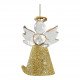 Set of 3 small glittery golden glass angels