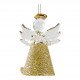 Set of 3 small glittery golden glass angels