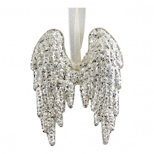 Set de 3 decoraciones plateadas con purpurina