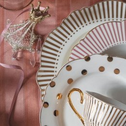 Dessert plate Madame de Récamier - Gilded polka-dot