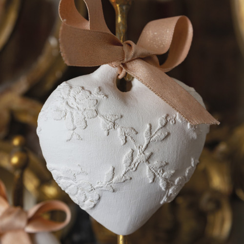 Décor parfumé Cœur  brodé - Grand modèle - Rose Élixir Décor parfumé Cœur  brodé - Grand modèle - Rose Élixir