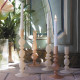 Set of 3 frosted pink candle holders