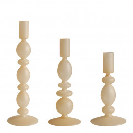 Conjunto de 3 castiçais em bege fosco