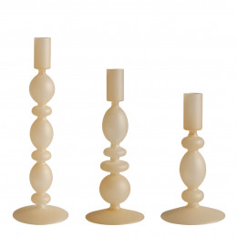 Set di 3 portacandele beige opaco