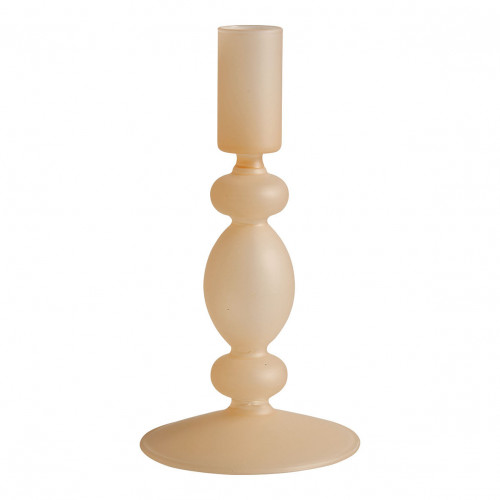 Set de 3 candeleros beige escarchado
