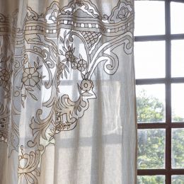 Cotton and linen curtain Boudoir beige and ecru 140x300 cm