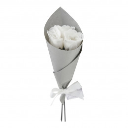 Ramo de 3 rosas de sabão brancas - Perfume Rosa