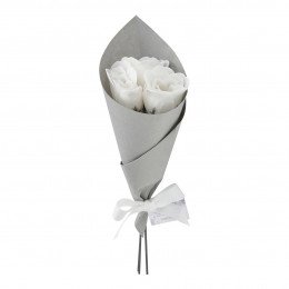 Ramo de 3 rosas de sabão brancas - Perfume Rosa