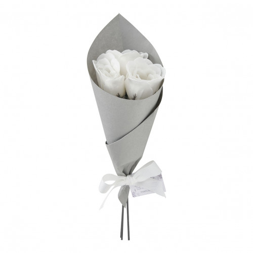 Ramo de 3 rosas de jabón blancas - Fragancia de Rosa