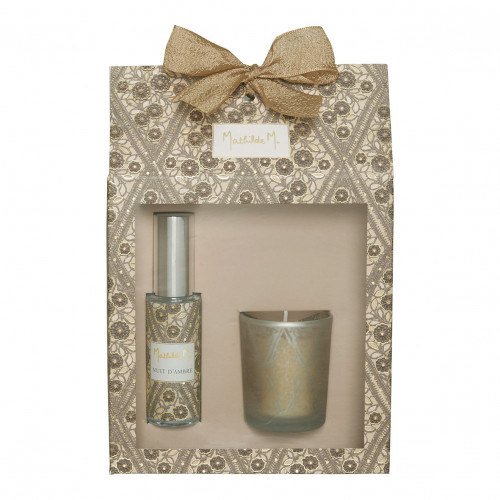 Coffret bougie et spray d'ambiance Fêtes Enchantées - Nuit d'Ambre