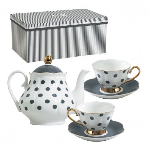 Madame de Récamier Teapot and 2 Tea Cups Set - Grey