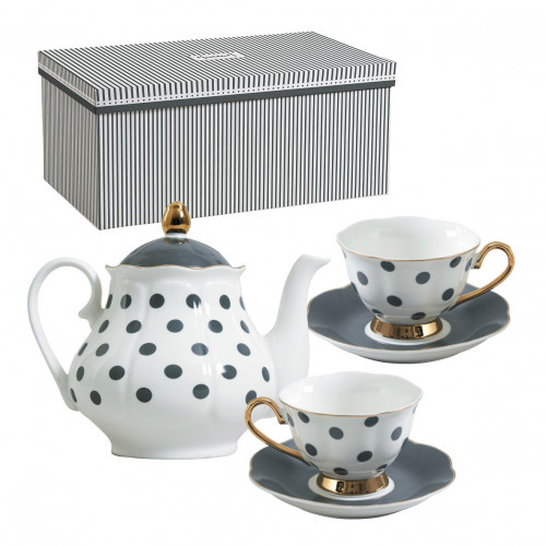 Madame de Récamier Teapot and 2 Tea Cups Set - Grey