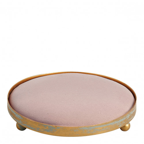 Plateau rond tapissier pour décor parfumé - Rose