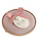 Tabuleiro redondo estofado para decoração perfumada - Rosa