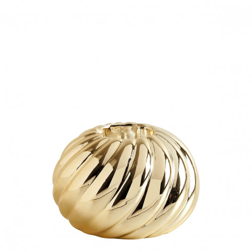 Portavelas acanalado dorado de cerámica - Modelo pequeño