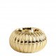 Ribbed Golden Ceramic Candle Holder - Medium Size