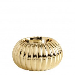 Castiçal canelado dourado em cerâmica - Modelo médio