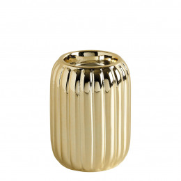 Portavelas acanalado dorado de cerámica - Modelo grande