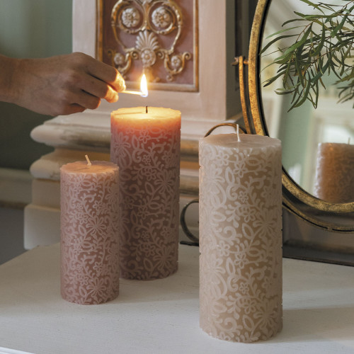 Fleur rose Scented Decorative Candle - Large Model - H. 20 cm