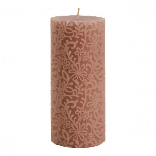Dark Pink Flower Decorative Candle - Large Model - H. 20 cm