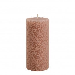 Bougie décorative Fleur rose foncé - Petit modèle - H. 15 cm