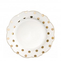 Madame de Récamier Dessert Plate - Golden Polka Dots