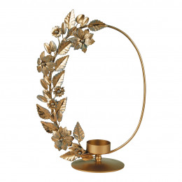 Porta-velas em Metal Oval dourado