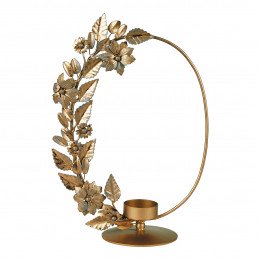 Porta-velas em Metal Oval dourado
