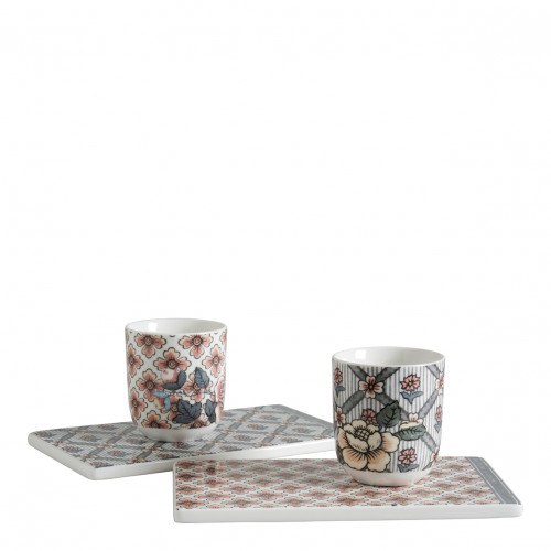 Set of 2 cups and 2 trays - Madame de Pompadour