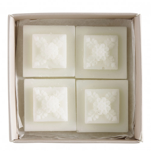 Caja de 4 decoraciones de cera perfumada fundente Azulejo - Fleur de Mandarine