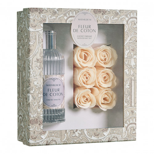 Gift set with 100 ml eau de toilette and scented soap roses - Fleur de Coton