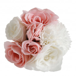 Bouquet de roses de savon parfumé blanches et roses - Parfum Rose