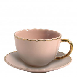 Tasse à thé et sous-tasse Marguerite - Vieux rose