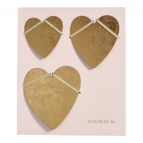 Set of 3 Metal Hearts with Brass Finish Set of 3 Metal Hearts with Brass Finish