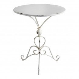 Round Champêtre garden table in white metal - 60 x 60 x 72 cm