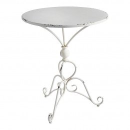 Table de jardin Champêtre ronde en métal blanc - 60 x 60 x 72 cm