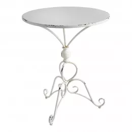 Table de jardin Champêtre ronde en métal blanc - 60 x 60 x 72 cm