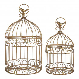Set de 2 cages à oiseaux en métal doré