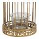 Gaiola de pássaros porta-velas em metal dourado
