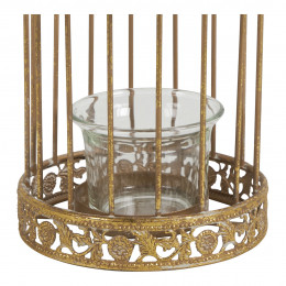 Cage à oiseaux photophore en métal doré