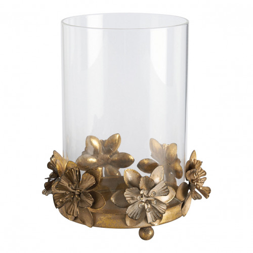 Floral Idyll Glass and Gold Metal Tealight Holder