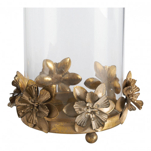 Floral Idyll Glass and Gold Metal Tealight Holder Floral Idyll Glass and Gold Metal Tealight Holder