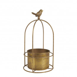 Cache-pot Cage à oiseau en métal doré - Petit modèle - ø 14 x 29 cm