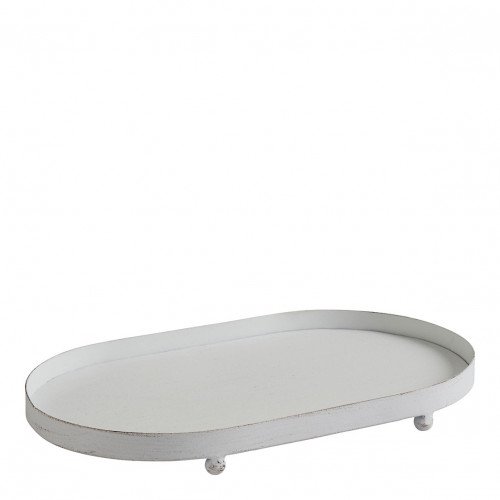 White metal oval tray - 25 x 15 x 2.5 cm
